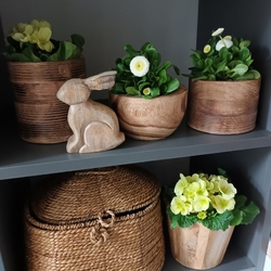 Dřevěný obal na květináč s rýhami Ramen - L