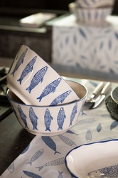 Keramická miska s modrým dekorem ryb Atalante