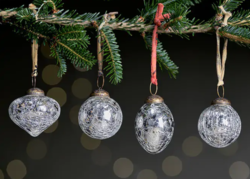 Vánoční ozdoby Snow Drop - set 4 ks, stříbrná