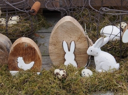 Závěsná dřevěná dekorace králík - 7*3*10 cm