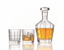 Karafa a 2 skleničky na whiskey - Sada 3 ks