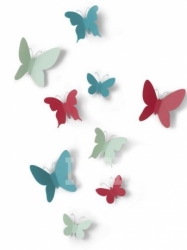 Dekorace na zeď motýli Mariposa, barevná - Sada 9 ks