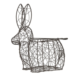 Hnědý drátěný košík ve tvaru králíka