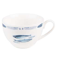 Porcelánový šálek s podšálkem s rybkami Fish Blue