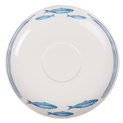 Porcelánový šálek s podšálkem s rybkami Fish Blue