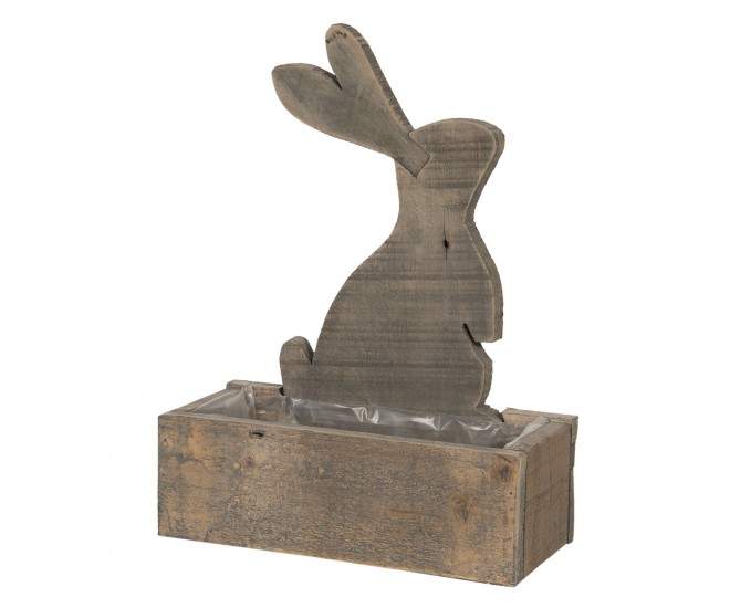 Dřevěný truhlík s králíčkem a patinou Eves - 30*13*39 cm
